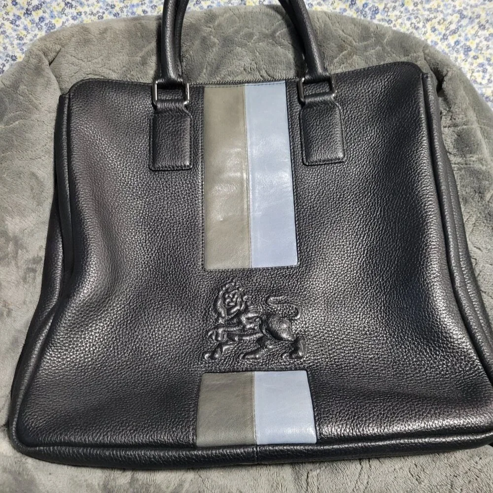 MCM Black Leather Briefcase w/COA (Strap Not Included)